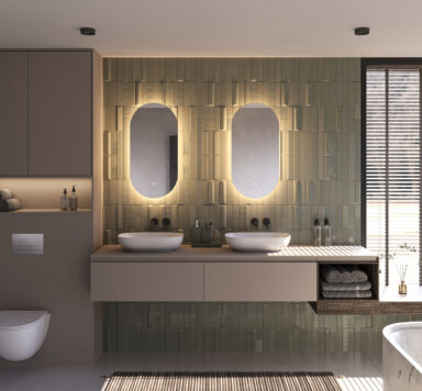 Vous avez une grande salle de bains avec 2 robinets ou 2 salles de bains séparées ? Envisagez alors 2 miroirs côte à côte