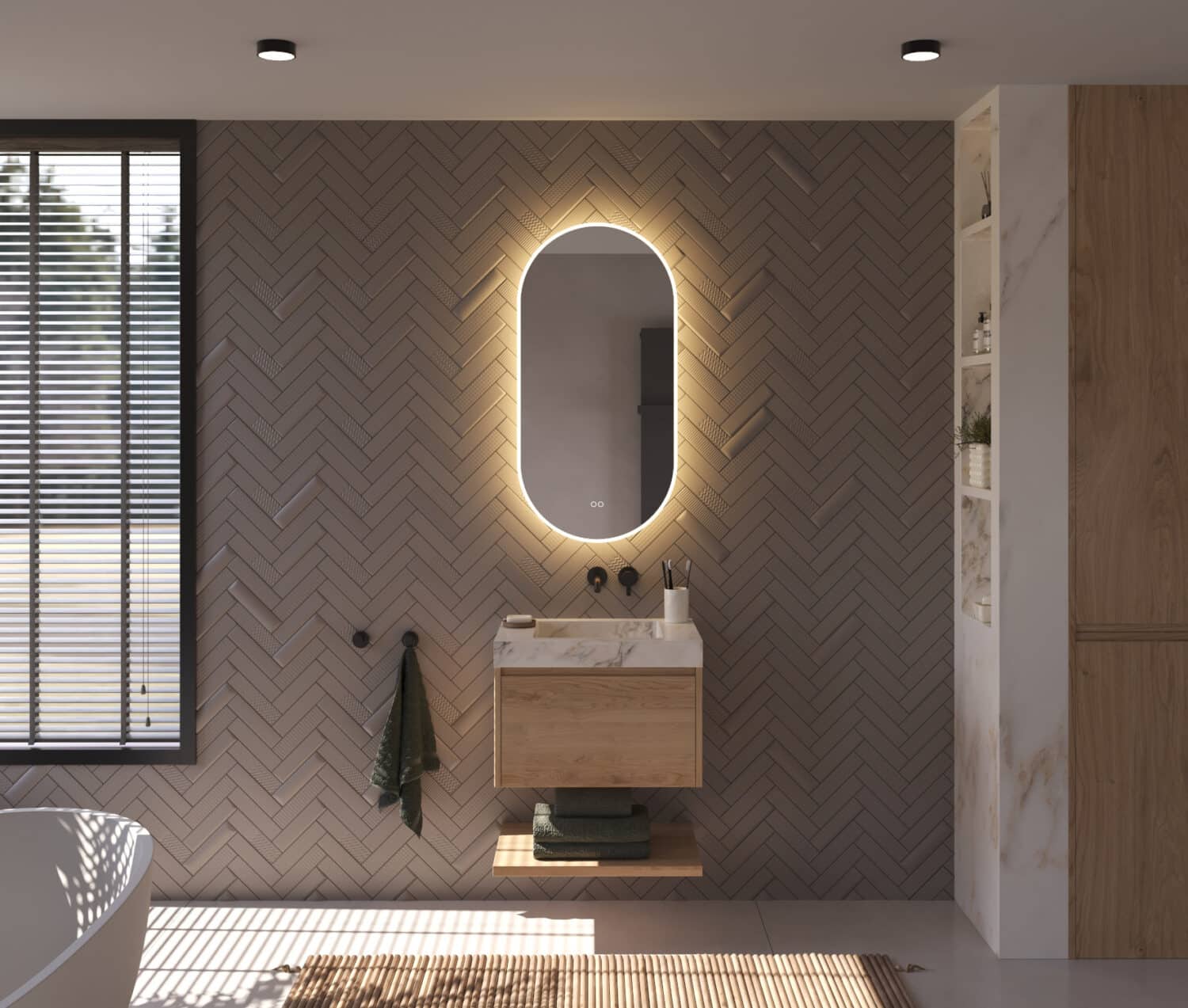 Le dégivrage intégré du miroir empêche la formation de condensation sur le miroir après la douche, par exemple. Pratique !