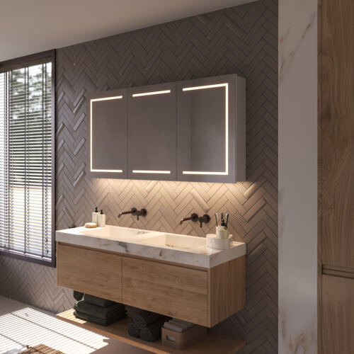 Le dégivrage intégré du miroir évite l'embuage des portes miroirs après la douche, par exemple, pratique !