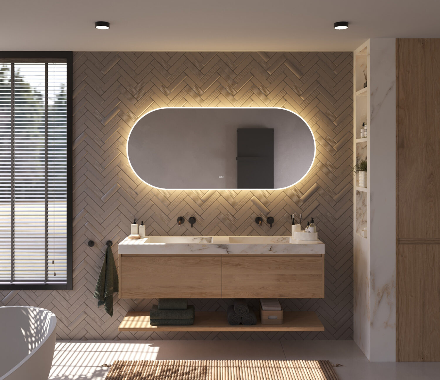 Le dégivrage intégré du miroir empêche la formation de condensation sur le miroir après la douche, par exemple. Pratique !