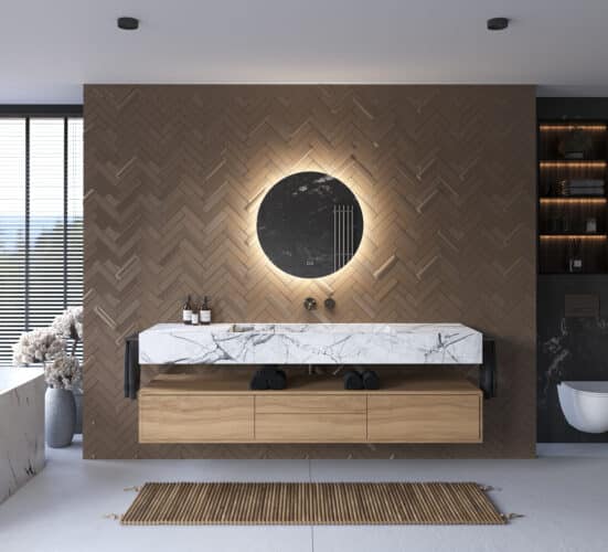 De geïntegreerde spiegelverwarming voorkomt condens vorming op de spiegel na bv het douchen, handig!