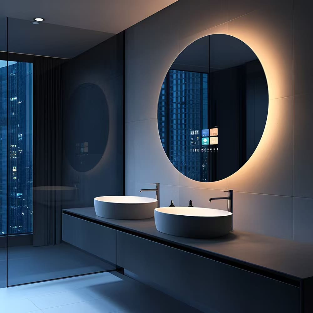Slimme badkamer spiegel met Android, touch screen en verlichting
