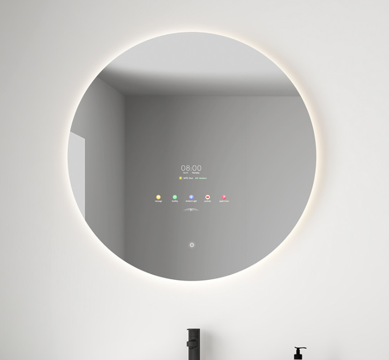 Slimme badkamer spiegel met Android, touch screen, verlichting en spiegelverwarming