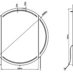 Technische tekening voorzijde ronde badkamer spiegelkast