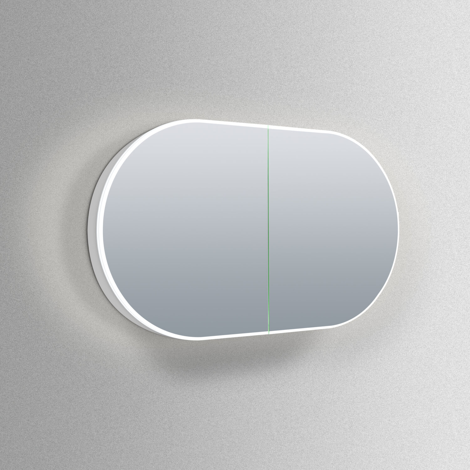 Stijlvolle ovale badkamer spiegelkast, uitgevoerd met verlichting, spiegelverwarming, stopcontacten met USB, magnetische make-up spiegel, soft-close scharnieren, instelbare lichtkleur en dimfunctie