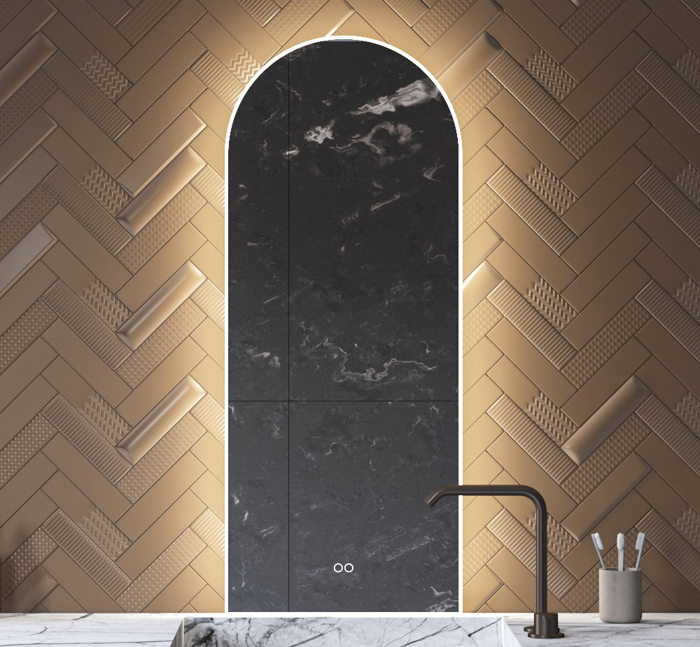 Deze stijlvolle toog spiegel voor in de badkamer is van alle gemakken voorizen, zoals: geïntegreerde verlichting en verwarming, dimfunctie, instelbare lichtkleur en dubbele touch bediening