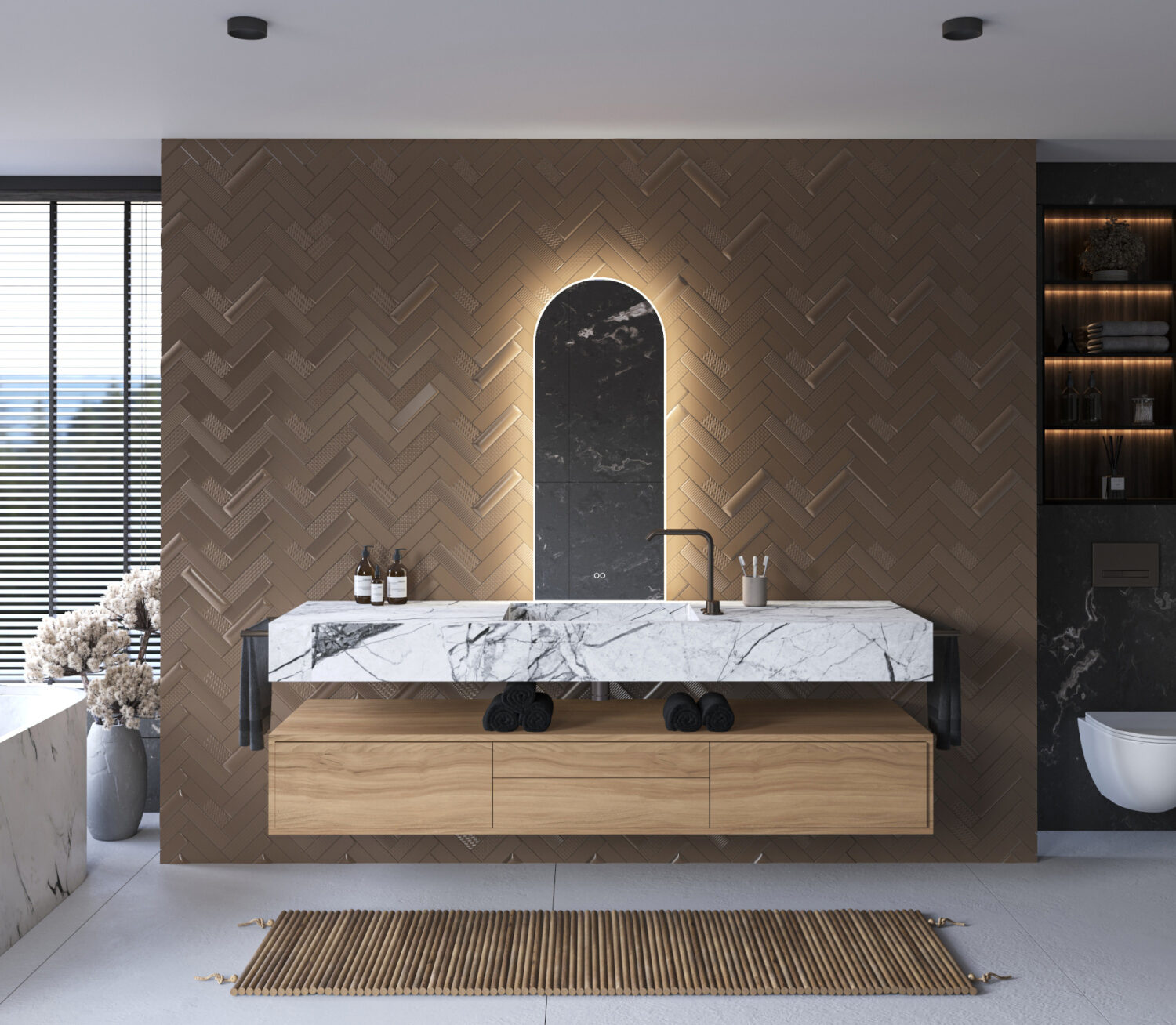 De geïntegreerde spiegelverwarming voorkomt condens vorming op de spiegel na bv het douchen, handig!