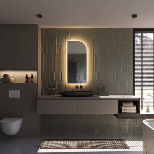 De geïntegreerde spiegelverwarming voorkomt condens vorming op de spiegel na bv het douchen, handig!