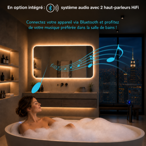 Miroir avec système audio Bluetooth